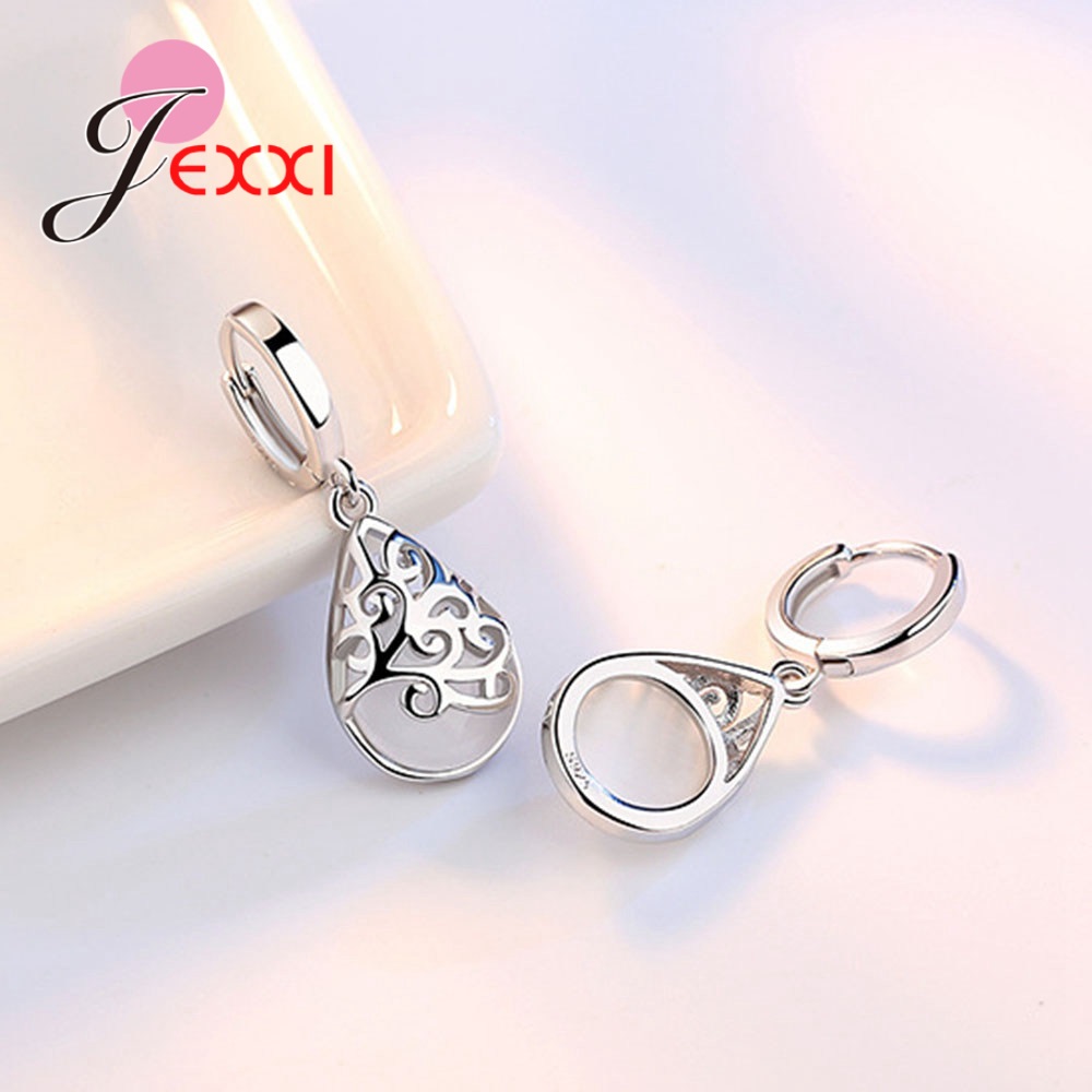 Opal Earrings Dangle - Натуральное серебро 925 пробы с лунным