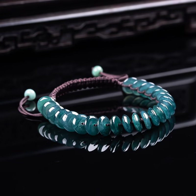 Jewelry & Watches Company - Натуральный браслет из бусин изумрудно-голубого жадеита