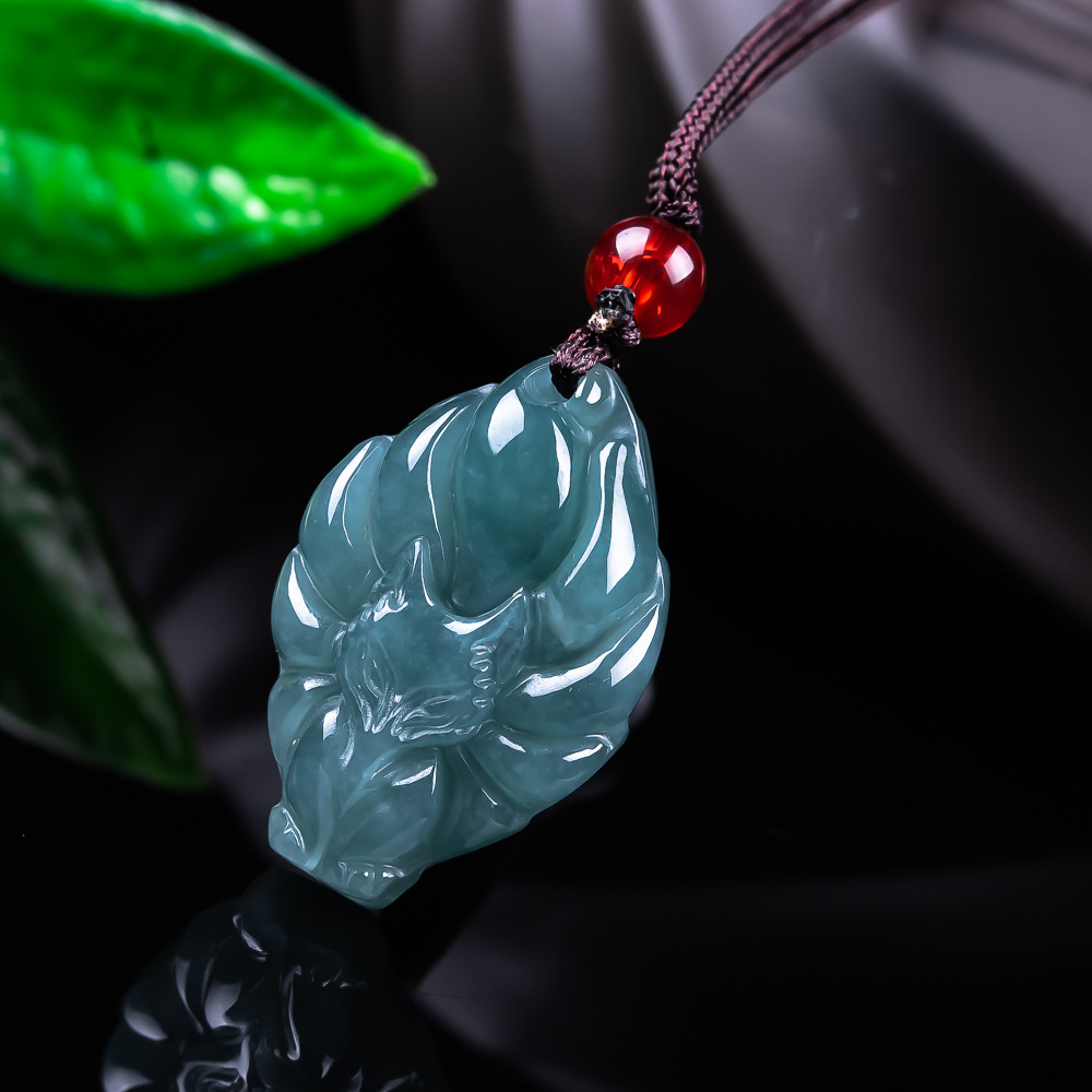 Jewelry & Watches Company - Натуральный бирманский нефритовый кулон-лиса, винтажные аксессуары,