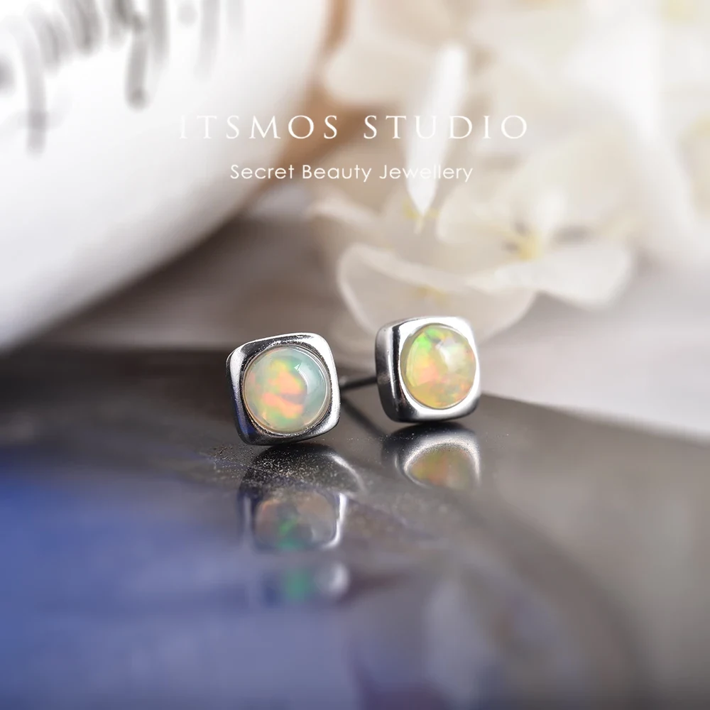 Opal Earrings Dangle - Серьги ITSMOS с драгоценным опалом, серебряные