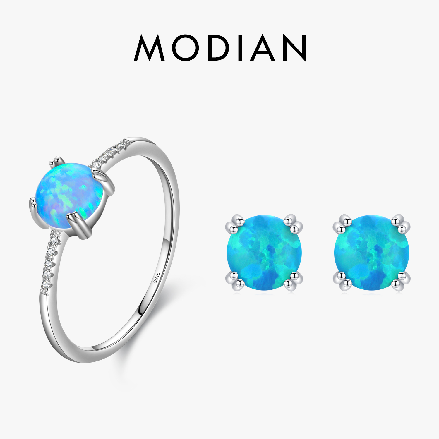 Opal Earrings Dangle - Серьги-гвоздики женские из серебра 925 пробы