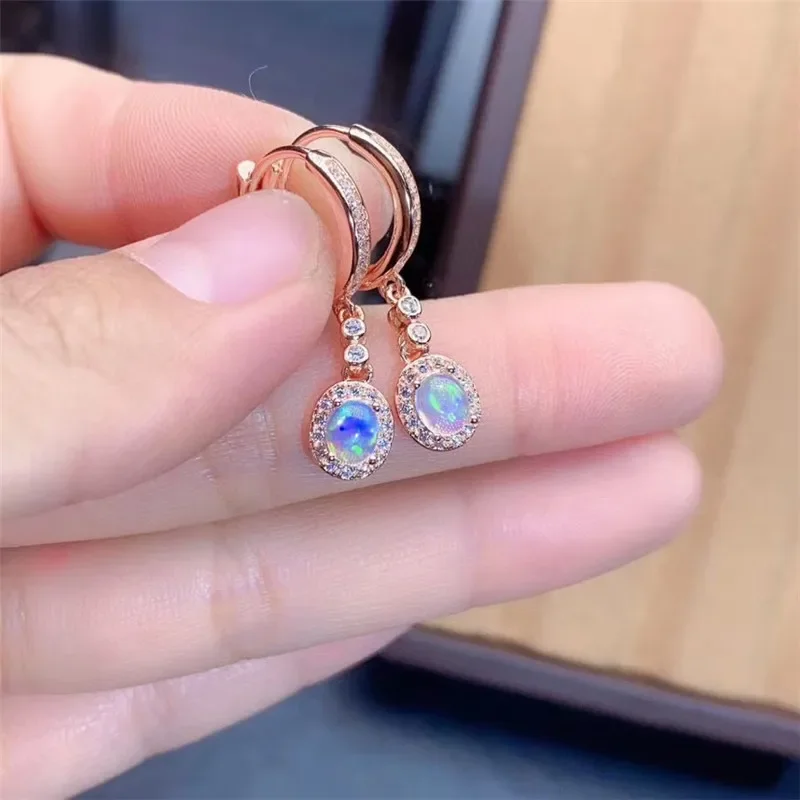 Opal Earrings Dangle - Новые серьги с натуральным опалом, серебро