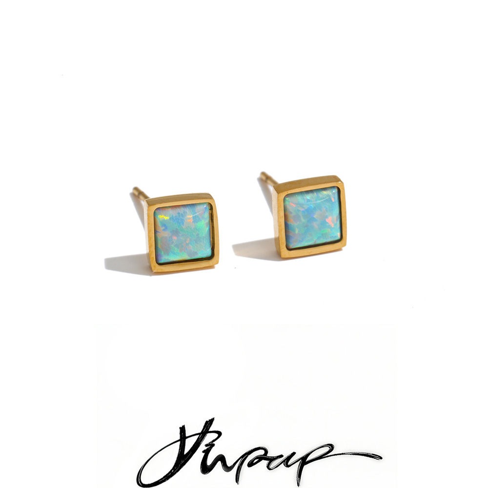 Opal Earrings Dangle - Серьги-гвоздики Yhpup 2026 из нержавеющей стали