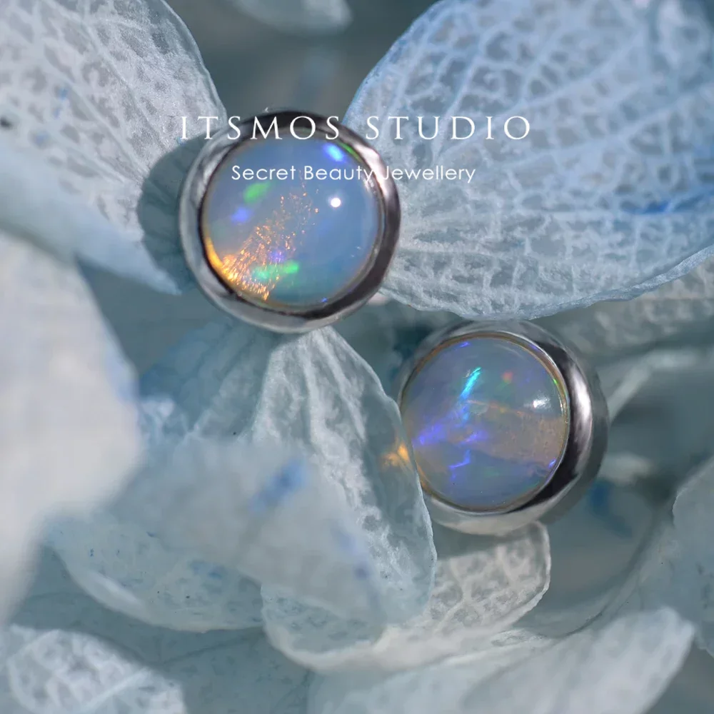 Opal Earrings Dangle - ITSMOS круглые серьги с натуральным драгоценным